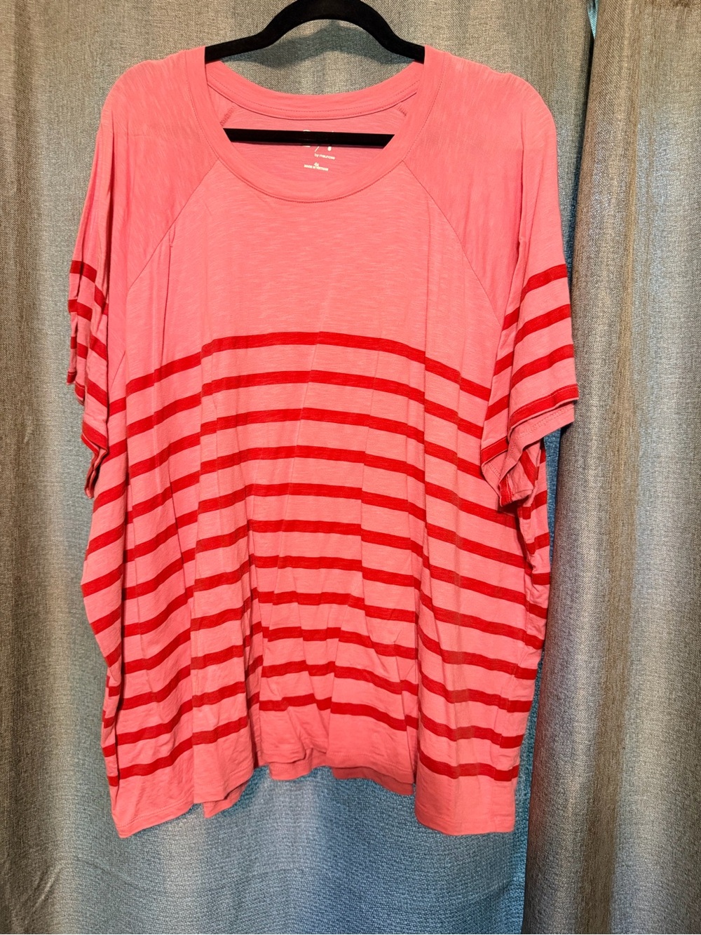 Women's Pink & Red Striped Short-Sleeve Top